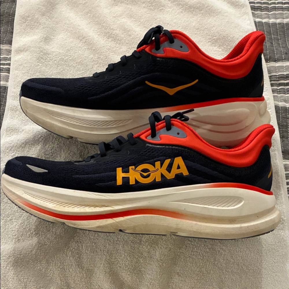 Hoka Navy and Red Running Shoes